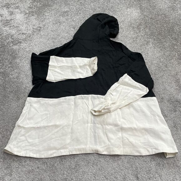 Forever 21 Woven Hoodie Full Zip Sweatshirt Men Large Black White Relaxed Casual - Picture 2 of 11